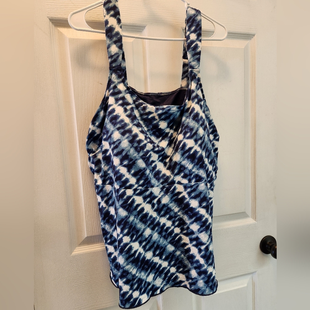 Lands' End Blue and White Tankini Top